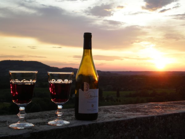 Вино на природе вечером