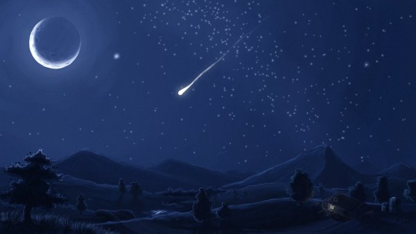 Ночное небо с падающей звездой