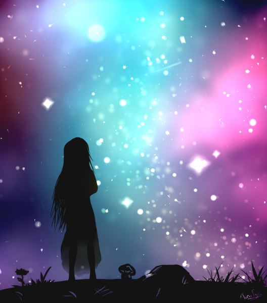Девушка под звездным небом