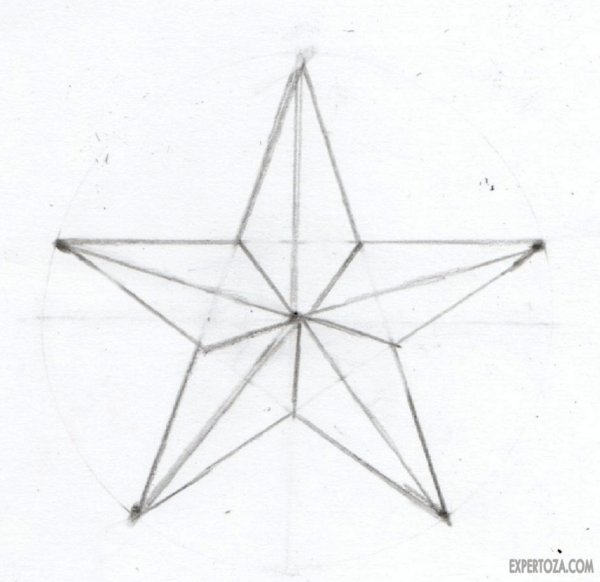 Объемная звезда карандашом