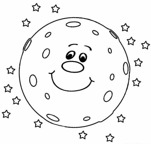 Луна раскраска для детей