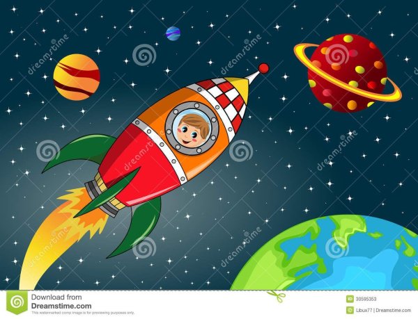 Космонавт летит в ракете