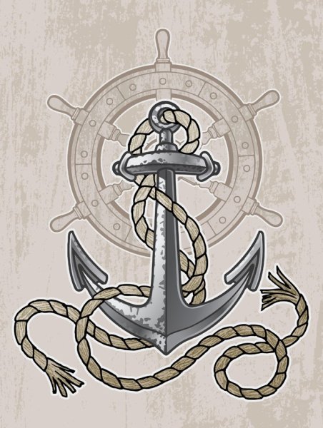 Морская тематика якорь канат