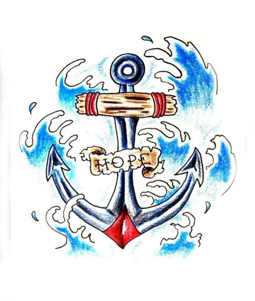 Эскиз якоря красивый