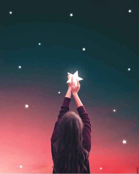 Девушка и звездное небо