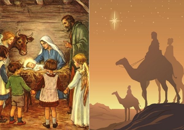 Волхвы и пастухи в Рождество Христово