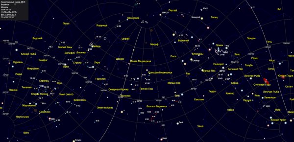 Орион на карте звездного неба Северное полушарие