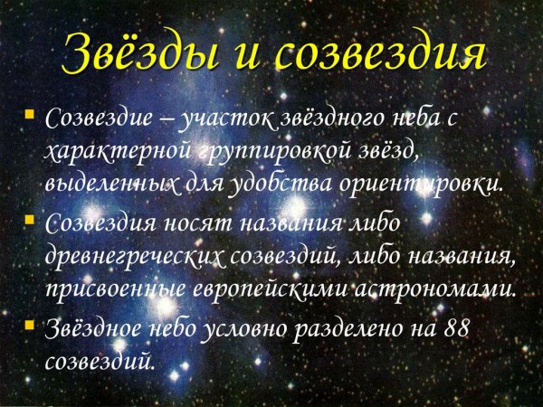 Карта звёздного неба созвездия Полярная звезда