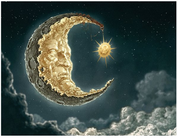 Космос звезды, Луна и солнце