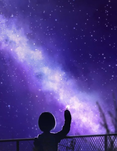 Мама с ребенком ночное небо