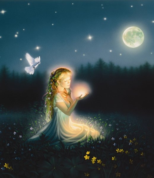 Девушка с крыльями в небе