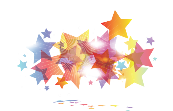 Разноцветные звезды на прозрачном фоне