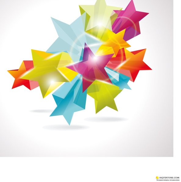 Цветные звезды на прозрачном фоне