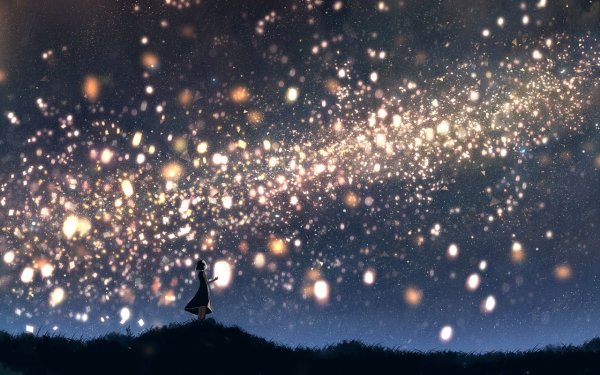 Фонарики в ночном небе