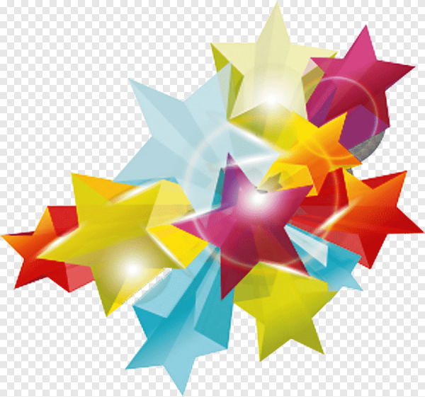 Цветные звезды на прозрачном фоне