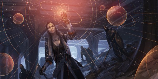 Девушка на фоне звездного неба