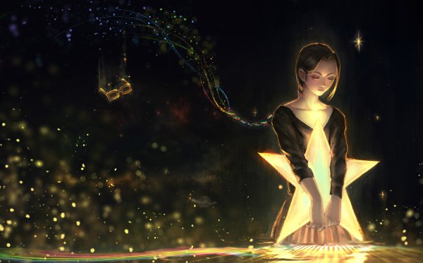 Девушка на фоне звездного неба