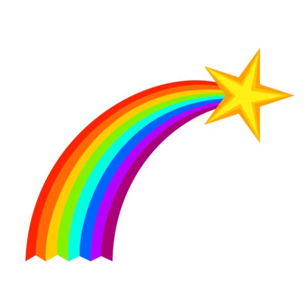 Падающая звезда с радугой