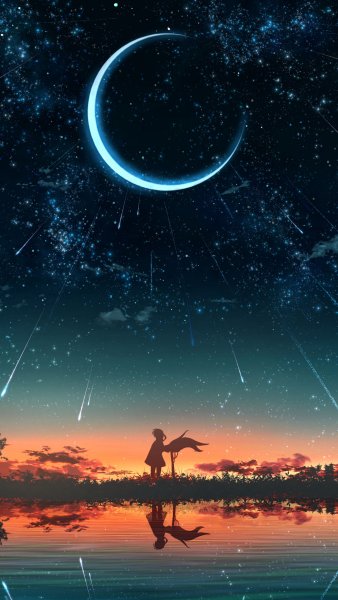 Небо с луной и звездами