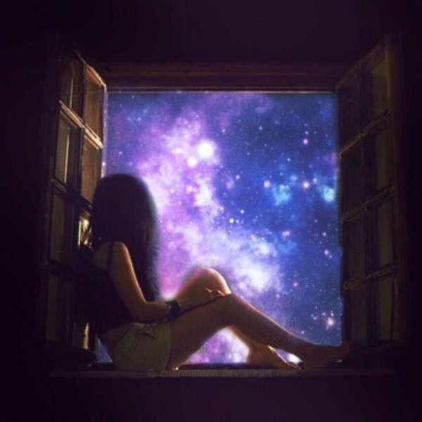 Девушка окно звезды