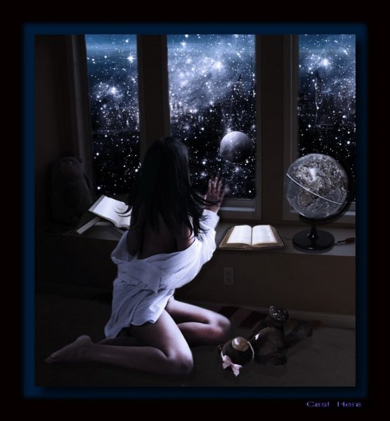 Девочка на подоконнике ночь