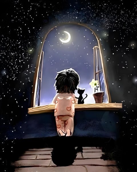 Лунный свет в окне