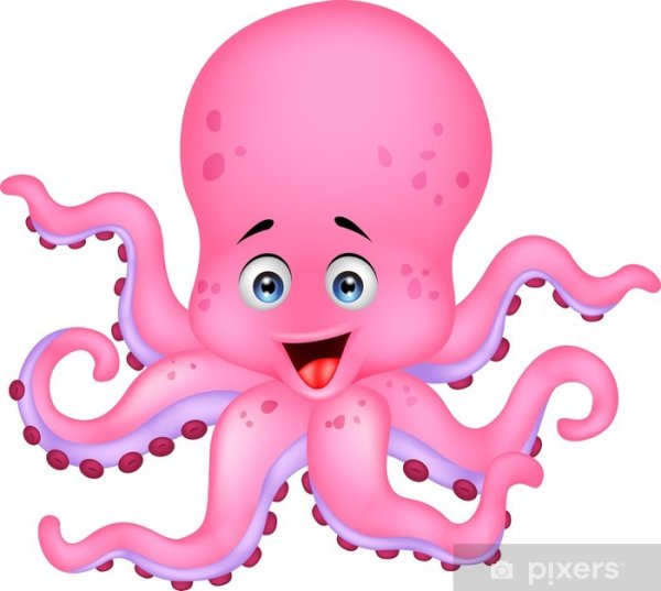 Иллюстрация розовый осьминог