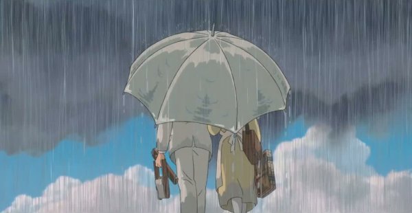 Девушка под дождем ночью