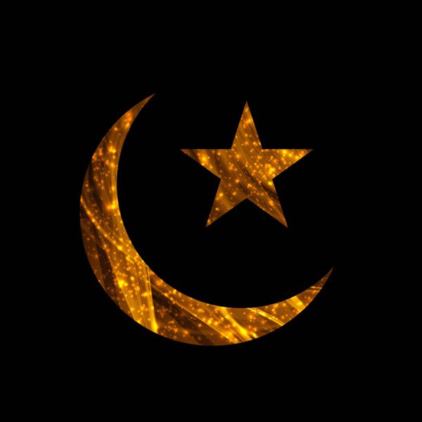 Полумесяц со звездой на черном фоне
