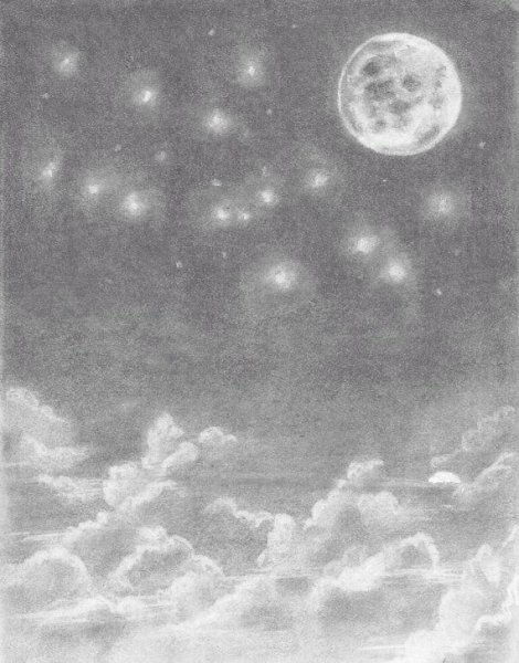 Лунная ночь карандашом