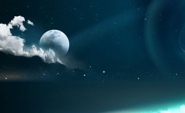 Ночное небо со звездами и планетами