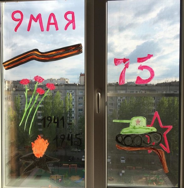 Рисунки на окна к 9 мая