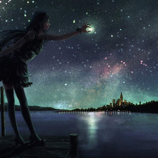 Девушка под звездным небом