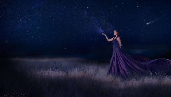 Девушка и звезда на небе