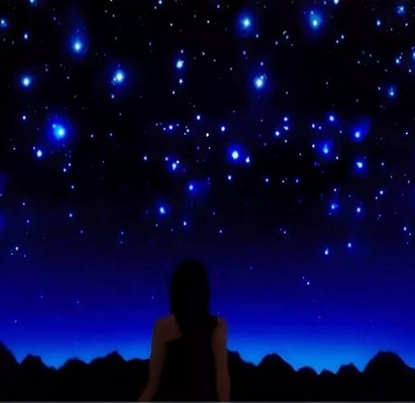 Девушка и звездное небо