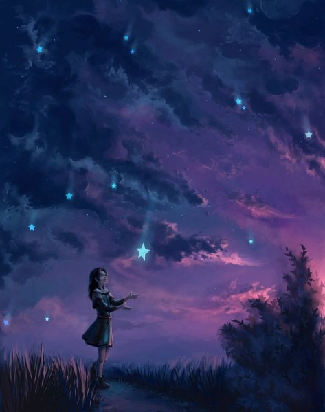 Девочка и звездное небо