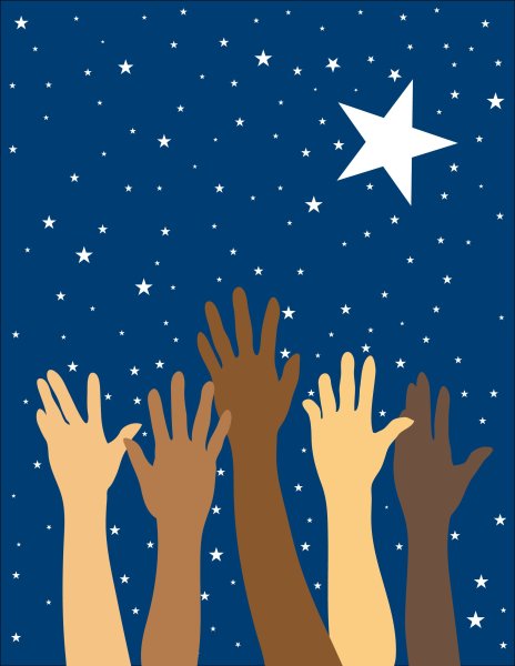 Девушка тянется к небу