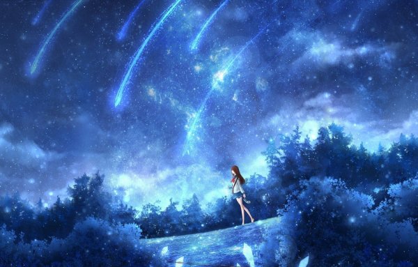 Парень на фоне звездного неба