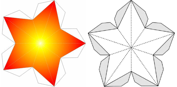 Объемная пятиконечная звезда из бумаги