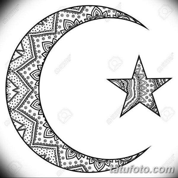 Мусульманский знак полумесяц и звезда сбоку