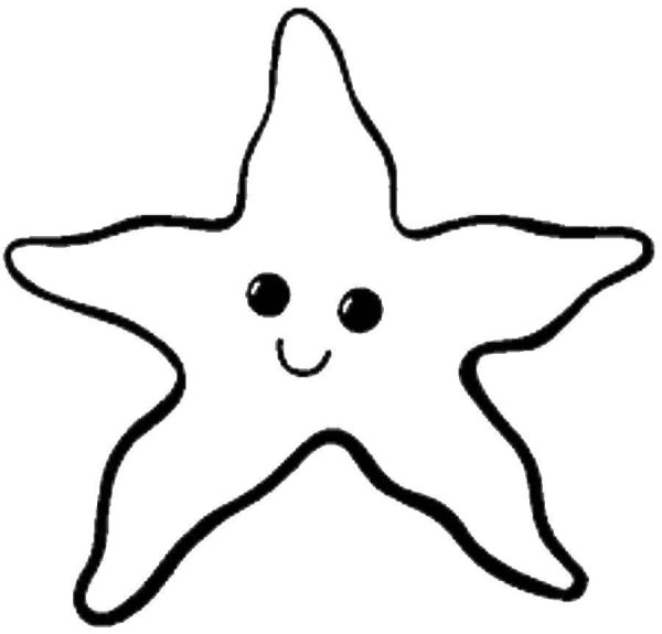Раскраска Морская звезда на пляже