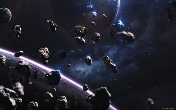 Метеоритный дождь в космосе