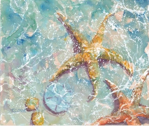 Морская звезда живопись