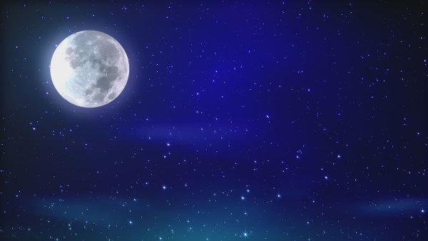 Ночное небо со звездами и луной