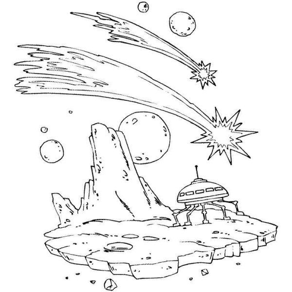 Раскраска кометы в космосе