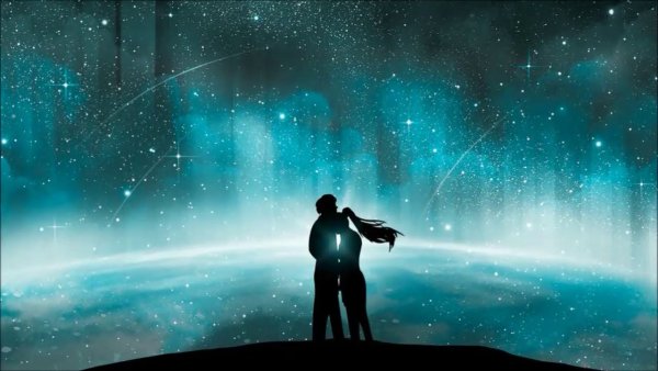 Человек на фоне космоса