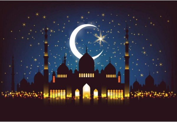 Полумесяц с мечетью вектор