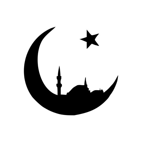 Мусульманский полумесяц со звездой и мечетью