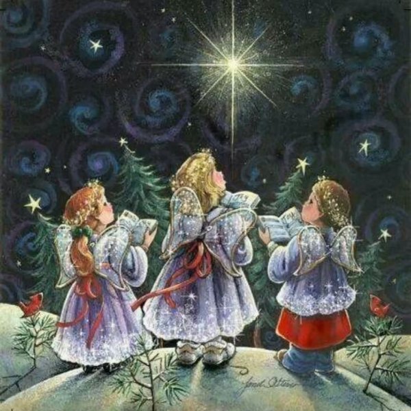 Рождественская звезда на небе открытка