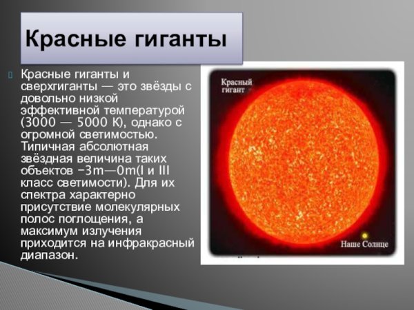 Звёзды гиганты и сверхгиганты